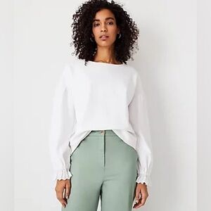 NWT 🌹 Ann Taylor Lace Ruffle Cuff Dressy Sweatshirt Size XS